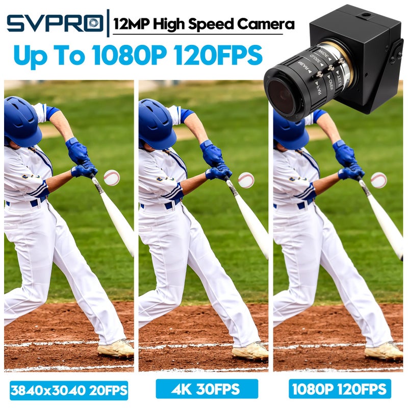 SVPRO USB Camera 1080P 120fps High Speed Camera for Golf Swing Simulator,12MP 4K Webcam with 3X Manual Zoom Lens USB Plug and Play for Computer Laptop Compatible with Windows Linux MacOS Android - Image 3