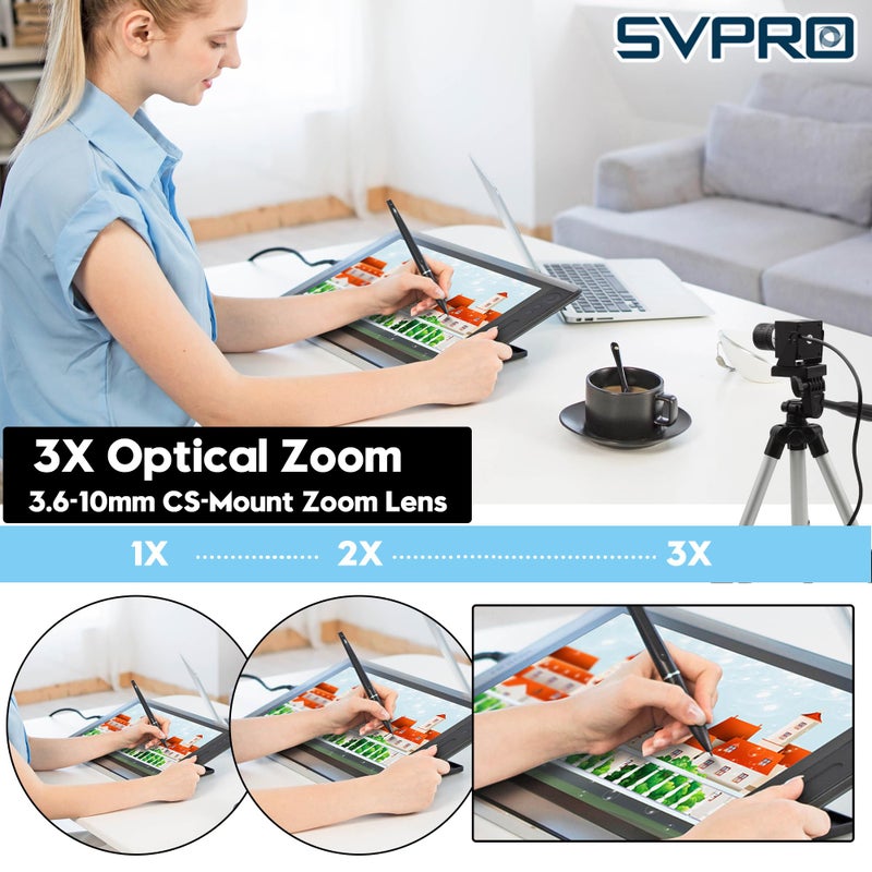 SVPRO USB Camera 1080P 120fps High Speed Camera for Golf Swing Simulator,12MP 4K Webcam with 3X Manual Zoom Lens USB Plug and Play for Computer Laptop Compatible with Windows Linux MacOS Android - Image 4