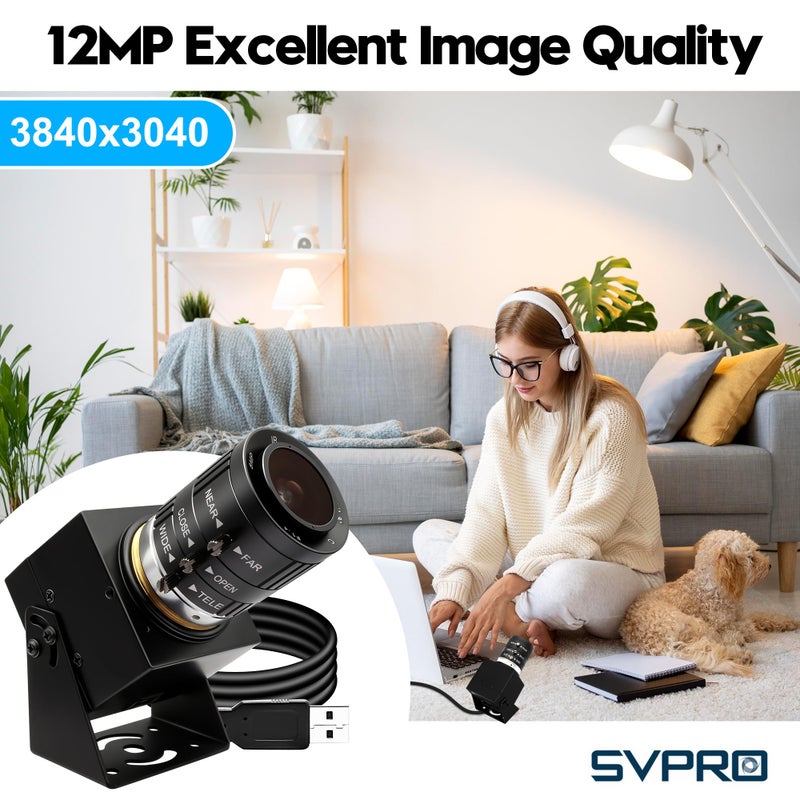 SVPRO USB Camera 1080P 120fps High Speed Camera for Golf Swing Simulator,12MP 4K Webcam with 3X Manual Zoom Lens USB Plug and Play for Computer Laptop Compatible with Windows Linux MacOS Android - Image 2