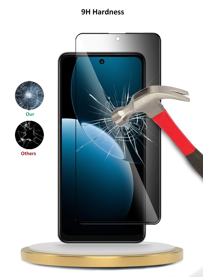 دبليو تيك حماية شاشة زجاجية مقساة مع غراء كامل للخصوصية من سلسلة هواوي نوفا Y73 4G 2025 بريميوم E2E - شفاف/أسود - Image 3