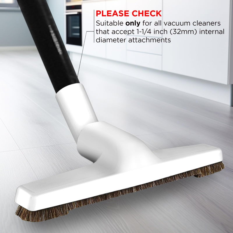 Selgo Hardwood Universal Vacuum Cleaner Floor Brush 1 Â¼ inch (1.25'') (32mm) Inner Diameter with Horse Hair Soft Bristles 10â€ Wide (White - Plastic) - Image 3