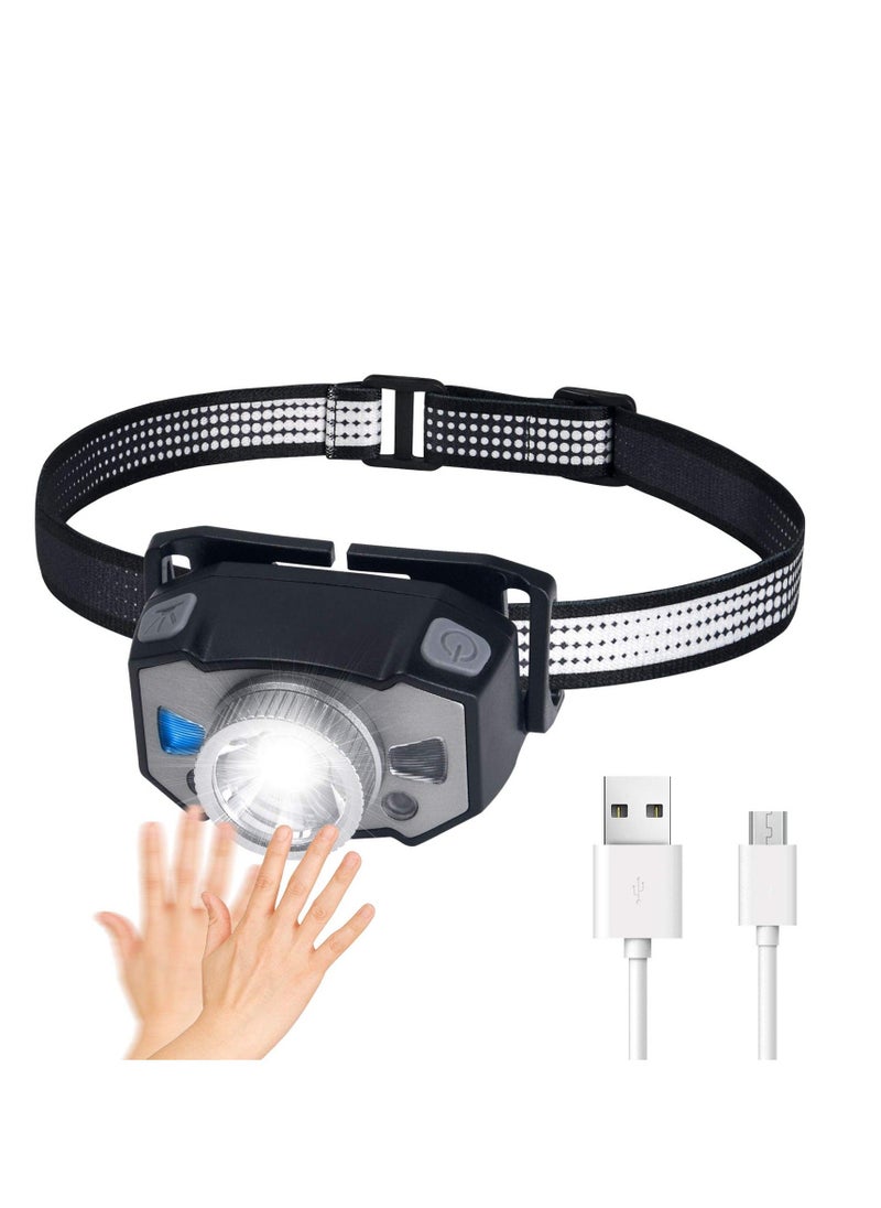 Generic LED Head Torch, Ultralight COB Headlamp with 8 Modes, IPX5 Waterproof Motion Sensor Headlight for Camping, Cycling, Climbing, Hiking, Fishing, Night Reading, Running  - Image 1