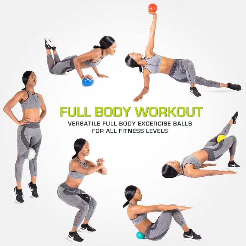 ProSourceFit Weighted Toning Exercise Balls for Pilates, Yoga, Strength Training and Physical Therapy, 2 lb to 8 lb, Color Coded - Image 5