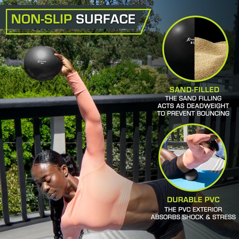 ProSourceFit Weighted Toning Exercise Balls for Pilates, Yoga, Strength Training and Physical Therapy, 2 lb to 8 lb, Color Coded - Image 3