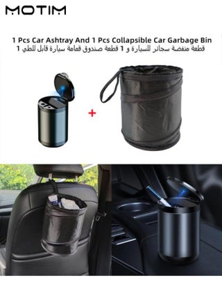 1 Pcs Car Ashtray Stainless Steel Smokeless Mini Ash Tray Can with Lid LED Blue Light And 1 Pcs Collapsible Car Garbage Bin Mini Car Bin Pop-Up Trash Bin - pzsku/ZCB9E2CE3E42DCB6600A7Z/45/_/1701405927/01e159ea-c79f-4548-ba89-46ca1f9f9f5f