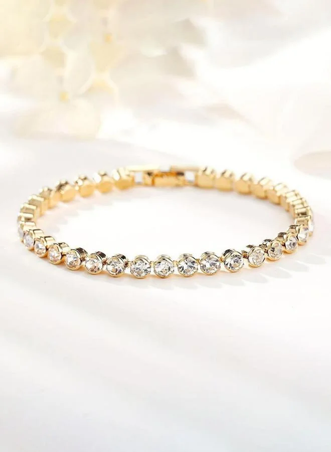 Take Two  Crystals Gold Tennis Bracelet for Women | Best Price UAE