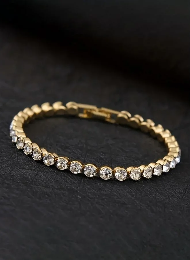 Take Two  Crystals Gold Tennis Bracelet for Women | Best Price UAE