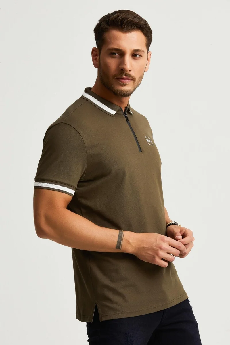Alexander Gardi Zipper Detail Polo Neck T-Shirt (Barakm)