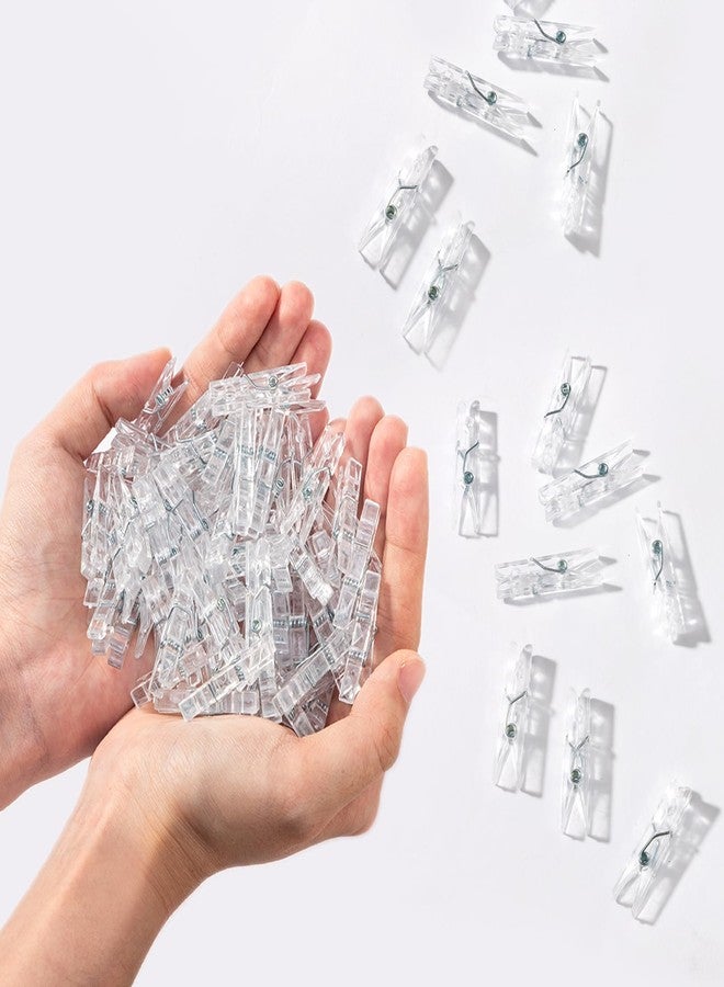 Peoin 100PCS Baby Shower Clothespins Games Girl Plastic Clothes Pin with Waterproof Bag Mini Clear Pin Bulk 1.37 inch for Party Decorations, DIY Crafts - Image 1