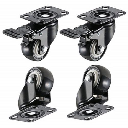 Bosney Moving Castor Wheel 2 Single Wheel Puff Castor Wheel Inside Bearing for Center Table Furniture200 kg Load CapacityA80 Wheel Material PU Black - Image 1