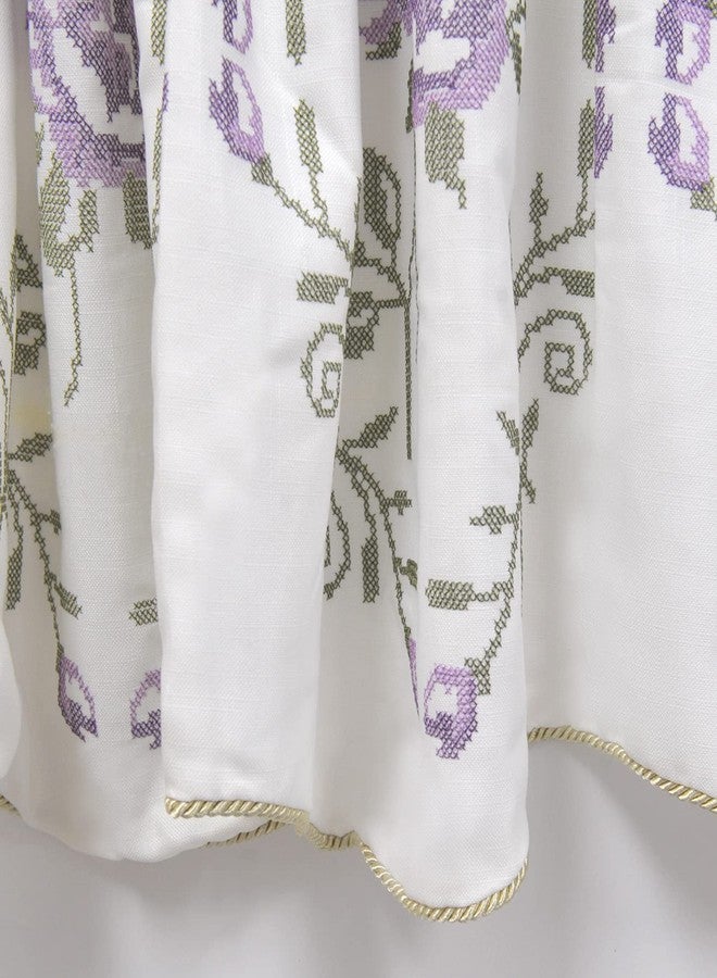 هوم سوفت ثينغز ستارة نوافذ مطرزة بالورود من هوم سوفت ثينغز، قطعة واحدة، لون أرجواني، 60 بوصة × 19 بوصة، ستارة نافذة مزخرفة بالزهور، ستائر سميكة لتزيين غرفة النوم مع جيب للعمود. - Image 3