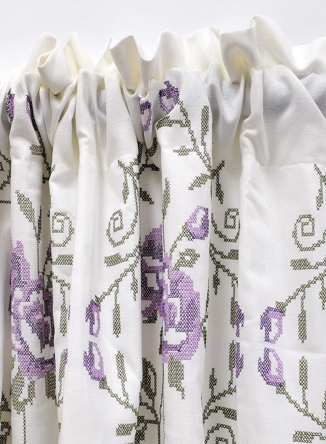 هوم سوفت ثينغز ستارة نوافذ مطرزة بالورود من هوم سوفت ثينغز، قطعة واحدة، لون أرجواني، 60 بوصة × 19 بوصة، ستارة نافذة مزخرفة بالزهور، ستائر سميكة لتزيين غرفة النوم مع جيب للعمود. - Image 2