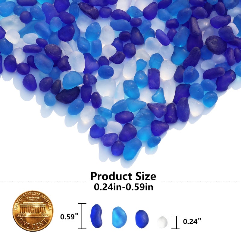 QYGL Sea Glass Stones - 2.9LB/46.4oz Blue Mixed Frosted Glass Pebbles Gemstones - Perfect for Aquarium Rocks, Fish Tank Gravel, Vase Fillers, Seaglass DIY Crafts, and Home Decor - Image 4