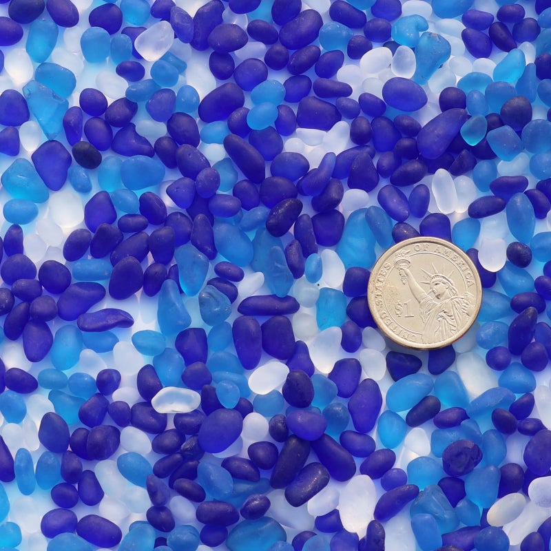 QYGL Sea Glass Stones - 2.9LB/46.4oz Blue Mixed Frosted Glass Pebbles Gemstones - Perfect for Aquarium Rocks, Fish Tank Gravel, Vase Fillers, Seaglass DIY Crafts, and Home Decor - Image 3