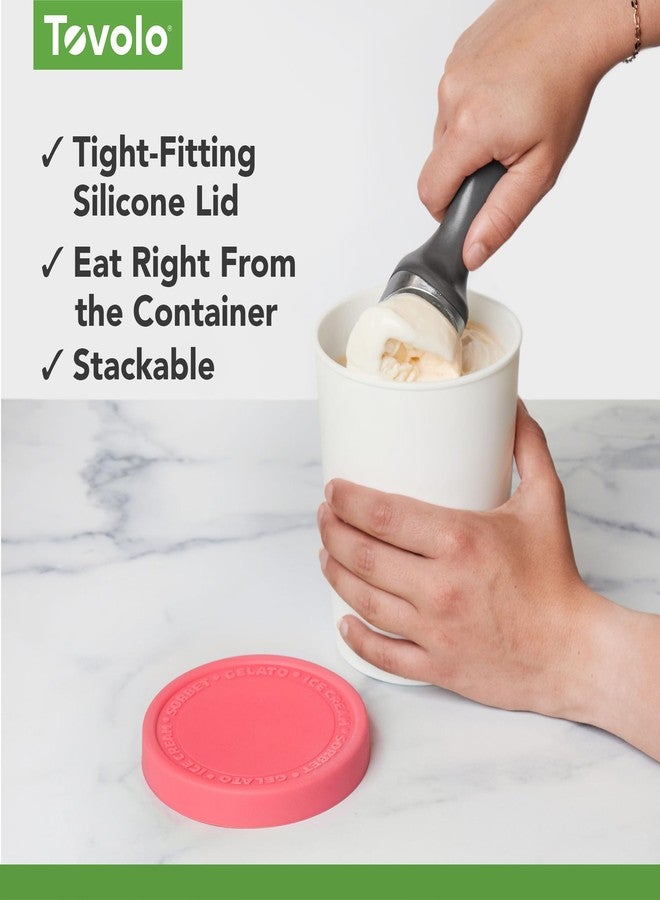 توفولو علبة آيس كريم توفولو سويت تريت، فلامنجو - سعة 1 كوارت، خالية من مادة BPA، حاوية تخزين للفريزر مع غطاء سيليكون محكم الإغلاق، آمنة للغسل في غسالة الأطباق - Image 3