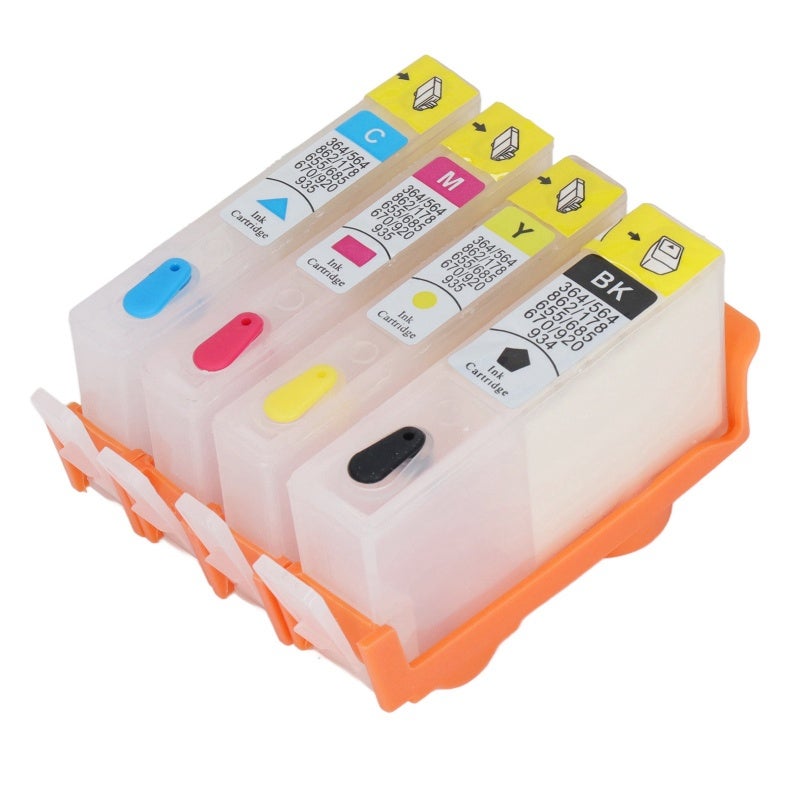 Ink Cartridge 4 Pack Black Blue Magenta Yellow - Permanent Chip Refillable - No Leakage PP Shell for HP Officejet Printing - Image 2