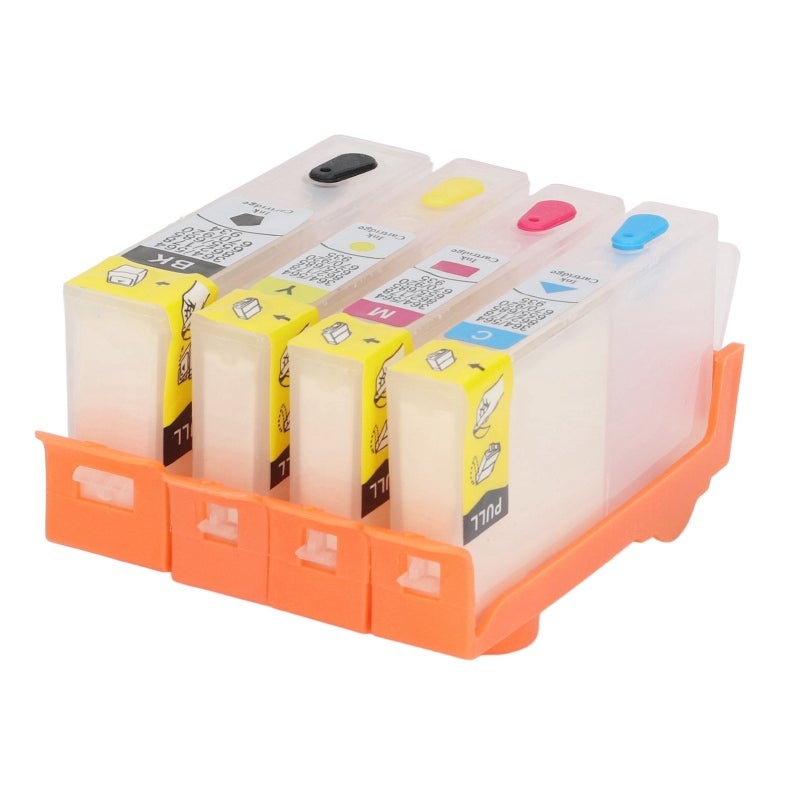 Ink Cartridge 4 Pack Black Blue Magenta Yellow - Permanent Chip Refillable - No Leakage PP Shell for HP Officejet Printing - Image 5