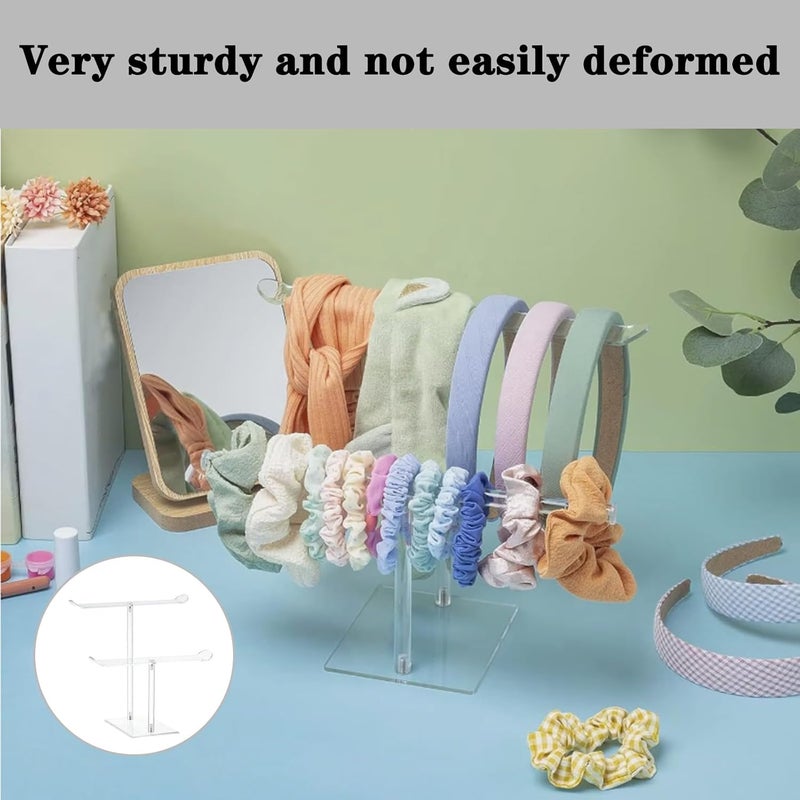 Eophmi Headband Holder Acrylic 2-Layer Scrunchie Holder Stand Hair Accessories Organiser Hairband Holder for Earrings,Rings and Bracelets Display - Image 4