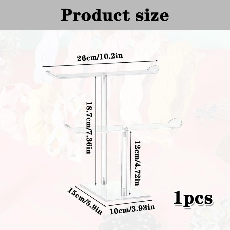 Eophmi Headband Holder Acrylic 2-Layer Scrunchie Holder Stand Hair Accessories Organiser Hairband Holder for Earrings,Rings and Bracelets Display - Image 2