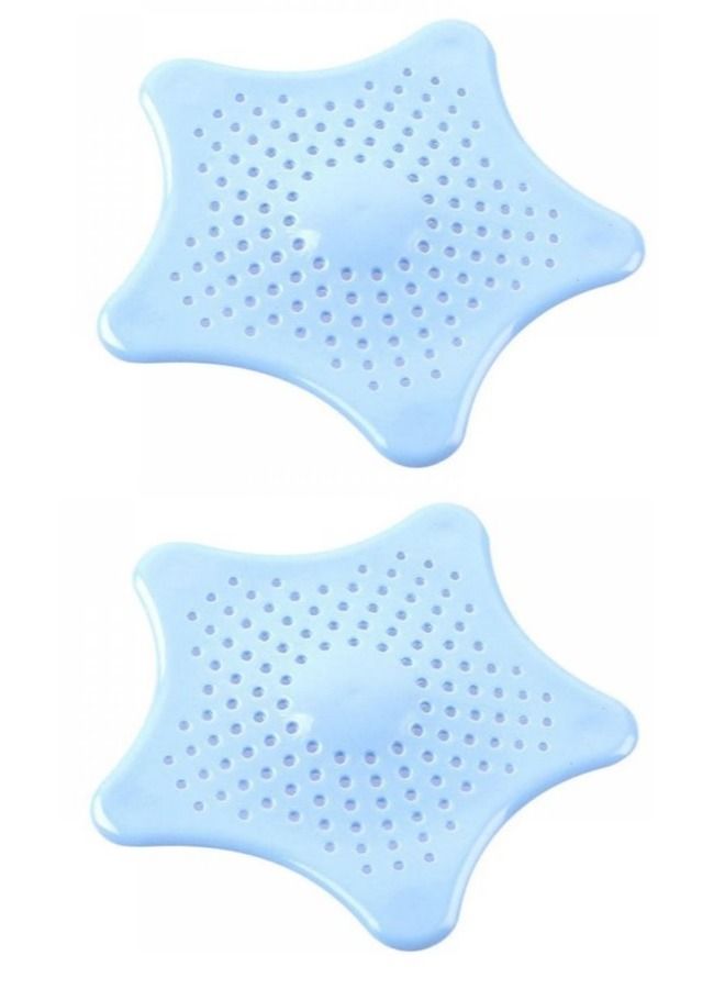 MARGOUN 2-Piece Kitchen Sink Strainer Filter Star Silicone Drain Cap Bathroom Floor Hair Catcher Anti Clogging Shower Drain Cover For Kitchen Bathroom Tub Blue  - Image 1