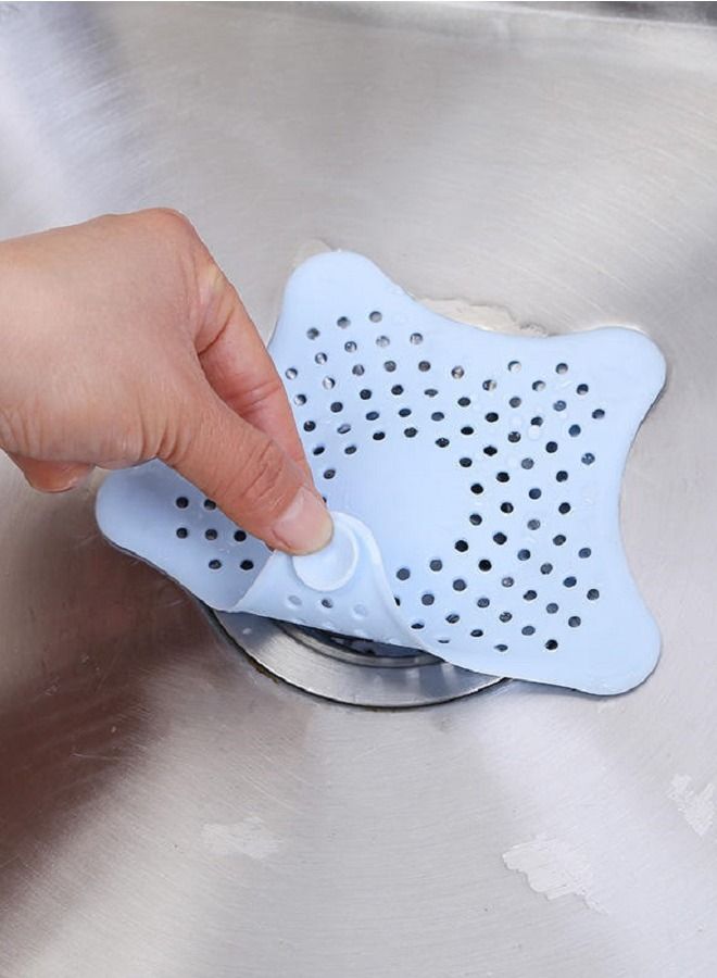 MARGOUN 2-Piece Kitchen Sink Strainer Filter Star Silicone Drain Cap Bathroom Floor Hair Catcher Anti Clogging Shower Drain Cover For Kitchen Bathroom Tub Blue  - Image 2