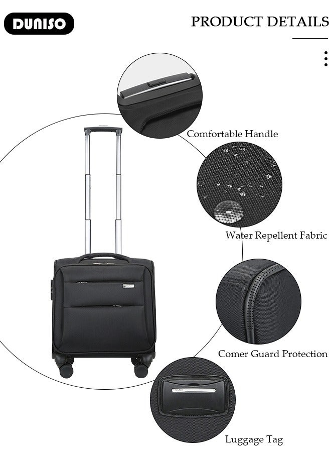 DUNISO 16 Inch Rolling Laptop Bag with 4 Wheels,Small Business Spinner Suitcase with Adjustable Pull Rod ,Carry-On Luggage Lightweight Trolley Luggage Bag for Men and Women Work Travel - Image 2