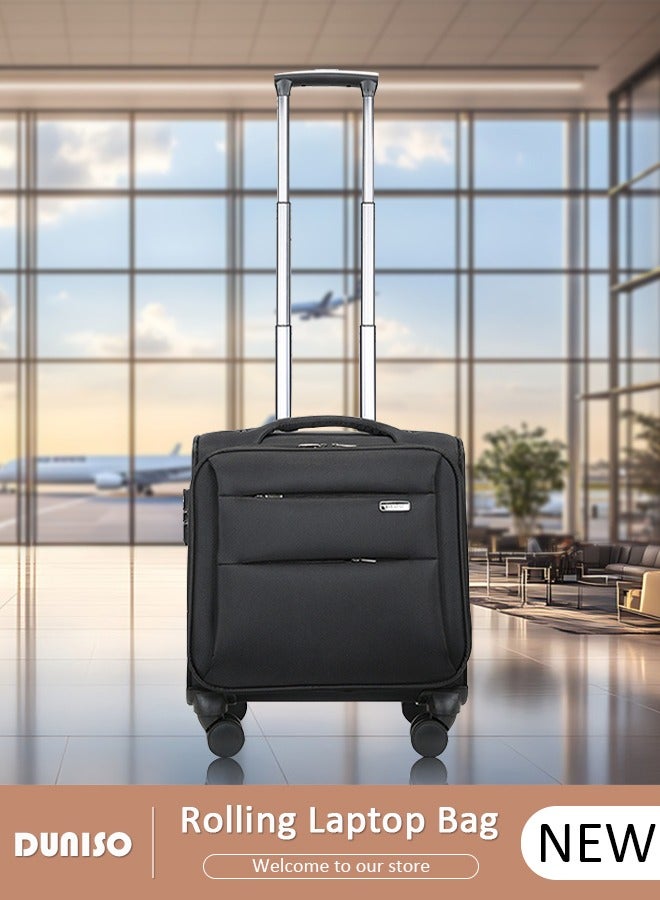 DUNISO 16 Inch Rolling Laptop Bag with 4 Wheels,Small Business Spinner Suitcase with Adjustable Pull Rod ,Carry-On Luggage Lightweight Trolley Luggage Bag for Men and Women Work Travel - Image 1
