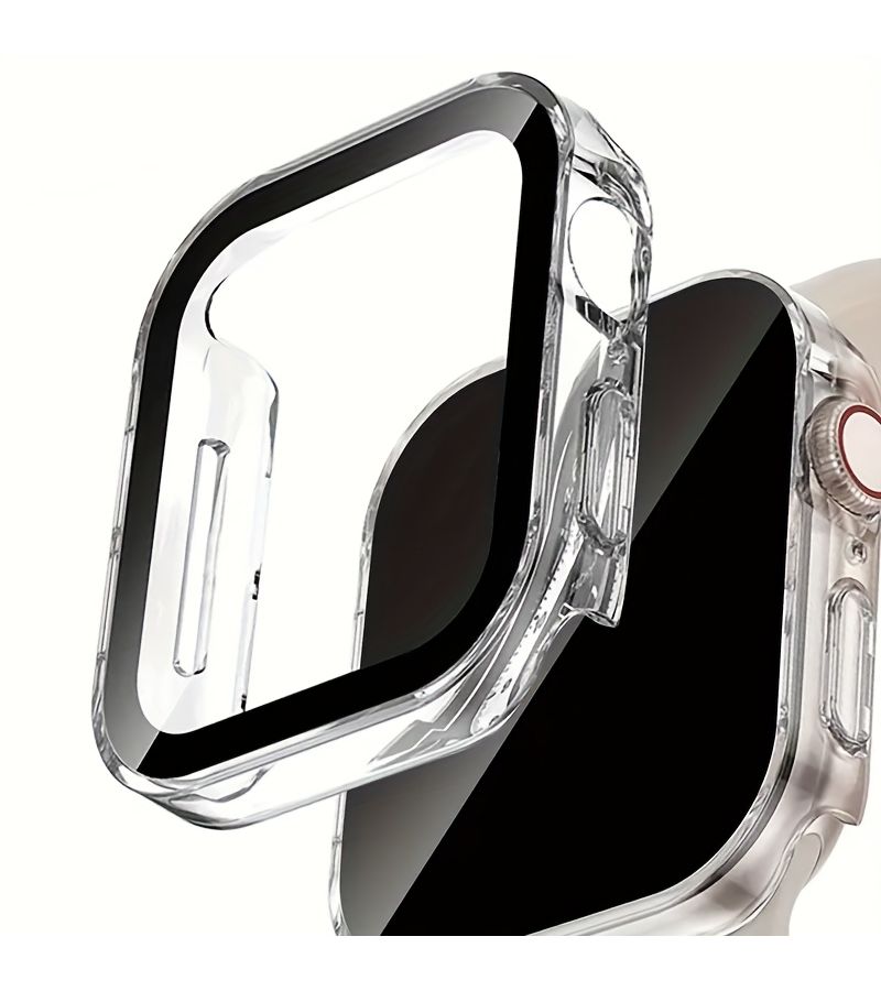 Transparent Ultra Durable PC Hard Case With Tempered Glass Screen Protector For Apple Watch Series 9 8 7 6 5 4 SE 45mm - Image 4