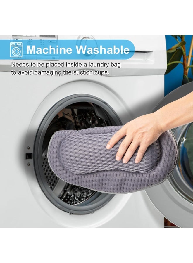 NANAO وسادة استحمام 4D مريحة لدعم الرقبة والظهر وسادة استحمام بتقنية الهواء الشبكي وسادة رأس استحمام وسادات استحمام مع أكواب شفط قوية تناسب جميع أحواض الاستحمام، أحواض المياه الساخنة ومنتجعات المنزل (رمادي) - Image 4