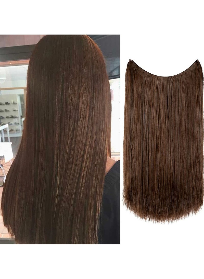 Estelle Hair Extensions Straight Light Brown Short Synthetic Hairpieces 14 Inch 3.2 Oz Secret Wire Headband for Women Heat Resistant Fiber No Clip  - Image 1