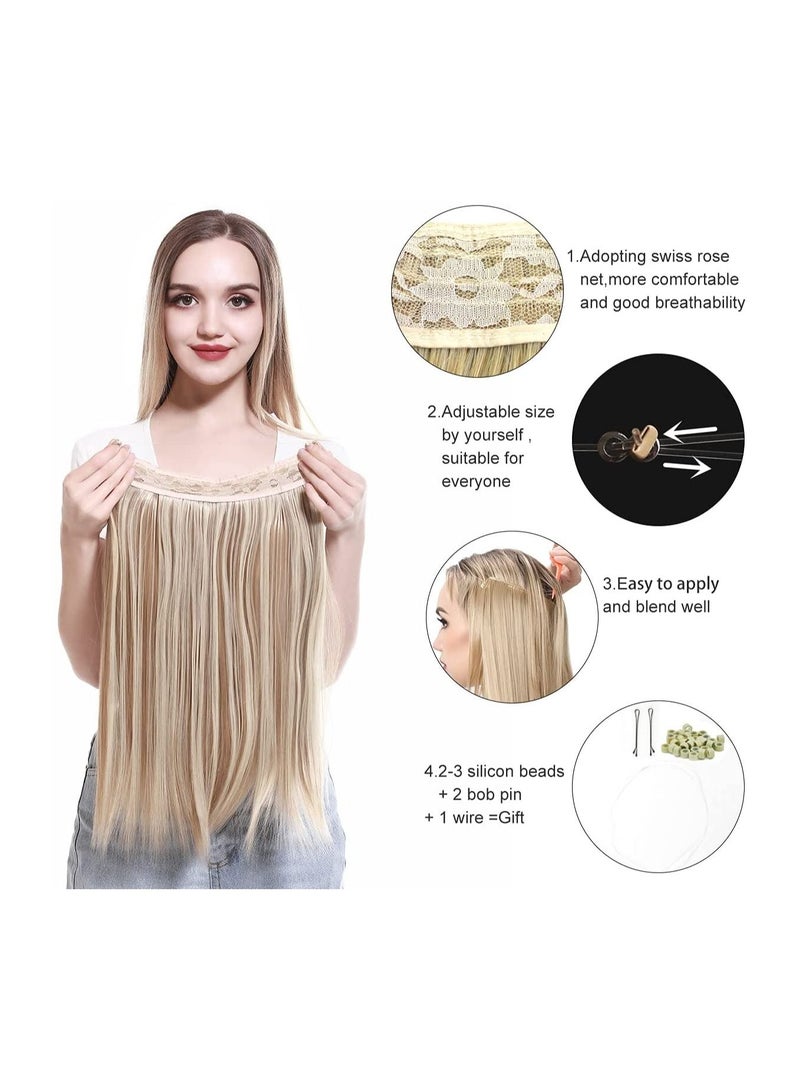 Estelle Hair Extensions Straight Light Brown Short Synthetic Hairpieces 14 Inch 3.2 Oz Secret Wire Headband for Women Heat Resistant Fiber No Clip  - Image 5