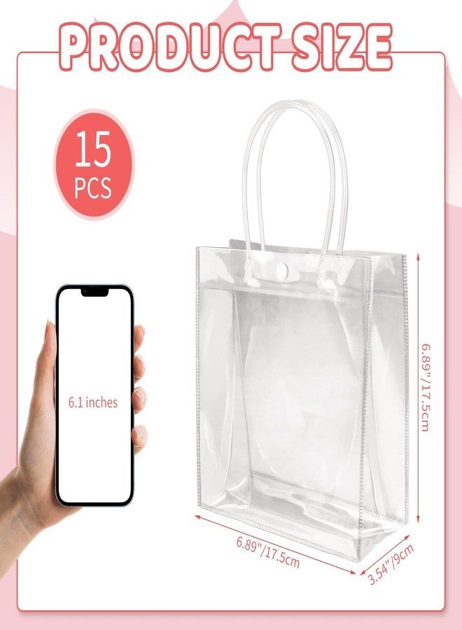 BadenBach 15 PCS Clear Gift Bags with Handles,6.89" x 6.89" x 3.54",Plastic Clear Gift Bags Clear Goodie Bags Clear Favor Small Tote Bags for Wedding Birthday Baby Shower Party Halloween Christmas - Image 2