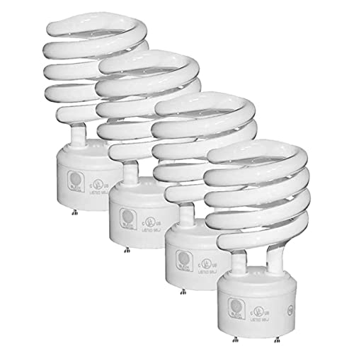 SLEEKLIGHTING - GU24 23Watt 2700K 1600lm 2 Prong Light Bulbs- UL approved-120v 60Hz - Mini Twist Lock Spiral -Self Ballasted CFL Fluorescent Bulbs- 1600lm Warm White 4 Pack (100 Watt Equ) - Image 1