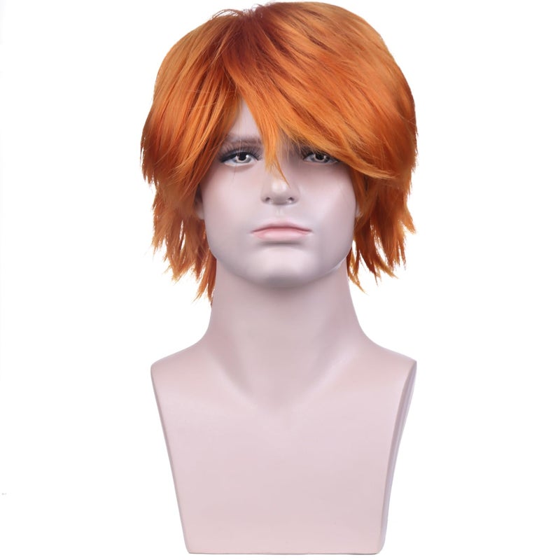 BERON Orange Short Wigs Straight Anime Cosplay Hair Wig 12 Ginger Bob Party Halloween Costume Dress Up Wig Cap Included