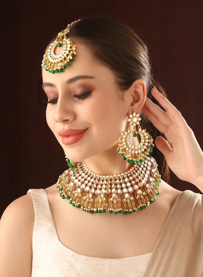 Priyaasi Kundan Studded  Beaded Jewellery Set