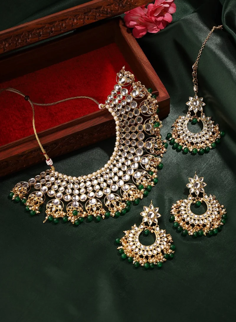 Priyaasi Kundan Studded  Beaded Jewellery Set