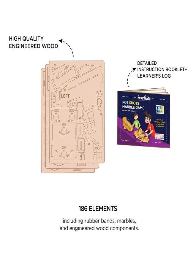 Smartivity Hot Shot Marble 3D Wooden Model Engineering STEM Learning Toy for Kids Ages 6 and Up includes Rubber Bands, Marbles, Engineered Wood Components, Instruction Manual, Learner's Log - Image 4