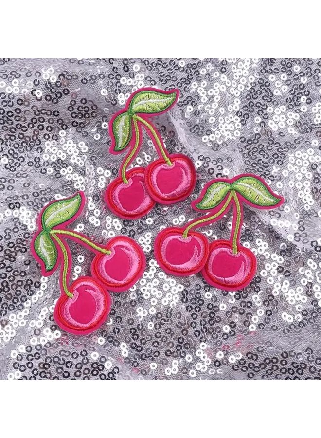 3pcs Cherry Pattern Patches With Hot Melt Adhesive In PE9355CT Color For DIY Sewing And Clothing Repair - Image 1