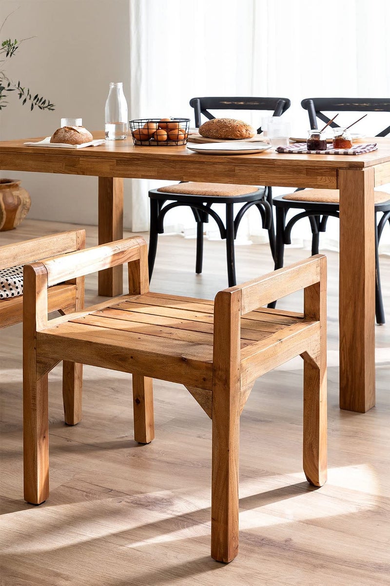 OGNIJA OGNIJA Solid Sheesham Wood Seating Bench with Armrest for Home Living Room Hall Wooden Furniture for Indoor Outdoor Garden Balcony Teak Finish Platform  - Image 4