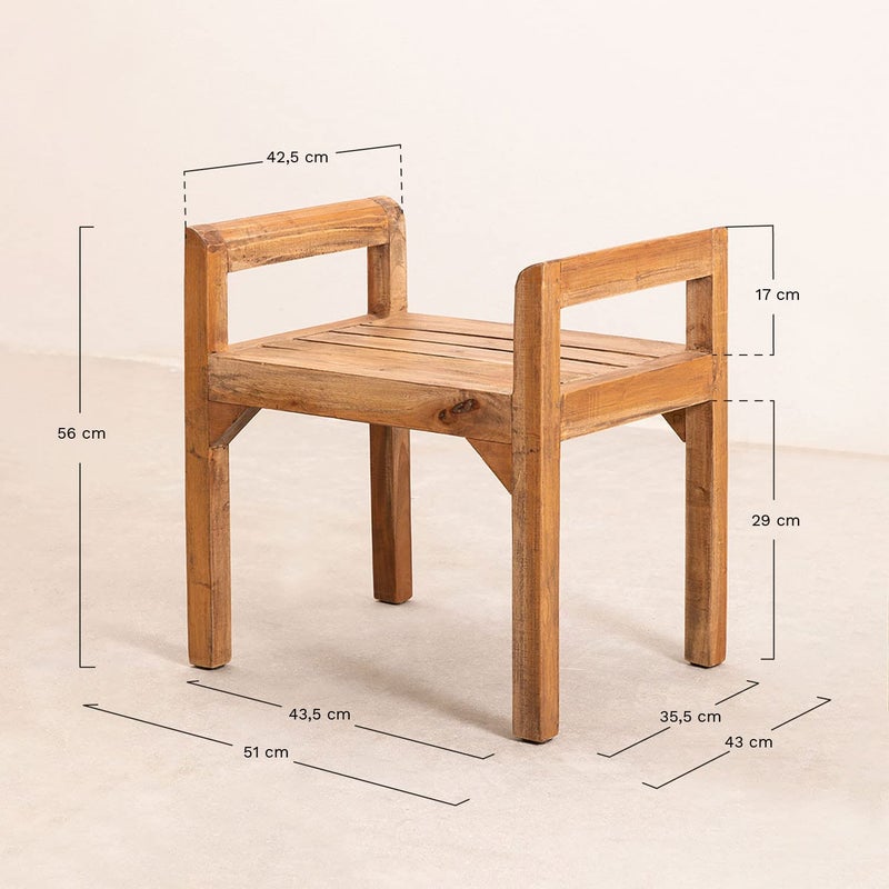 OGNIJA OGNIJA Solid Sheesham Wood Seating Bench with Armrest for Home Living Room Hall Wooden Furniture for Indoor Outdoor Garden Balcony Teak Finish Platform  - Image 3