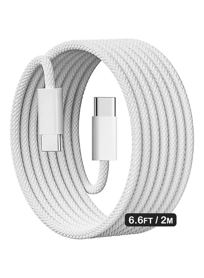 DURKU USB-C 60W Charging Cable,2 M Braided Type C Cable, Faster Charging Cable, Power Delivery PD Cord, Compatible with iPhone 16/16Pro/16 Pro Max/15/15 Pro/15 Plus/15 Pro Max,iPad Mini/Pro, MacBook Pro/Air, White - Image 1