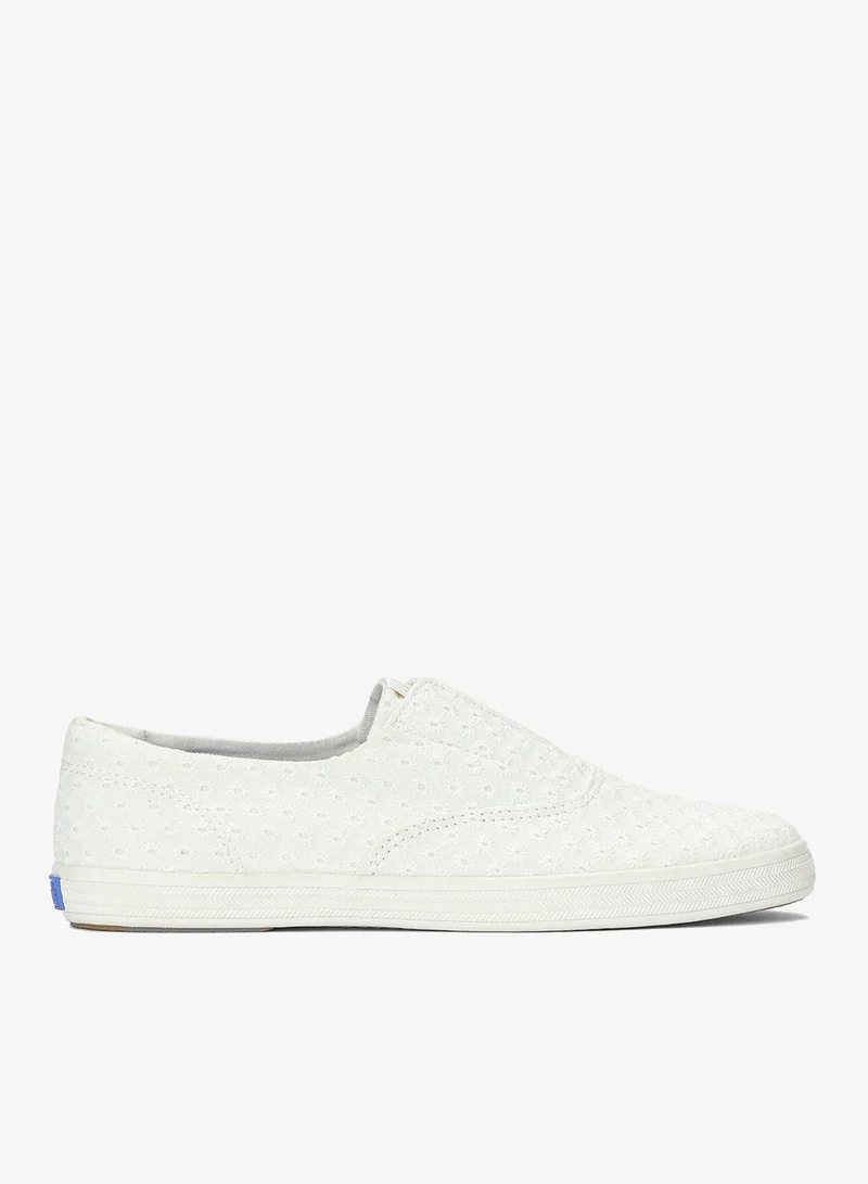 كيدز Keds Women's Champion Round Toe Slip-On Canvas Casual Sneaker White