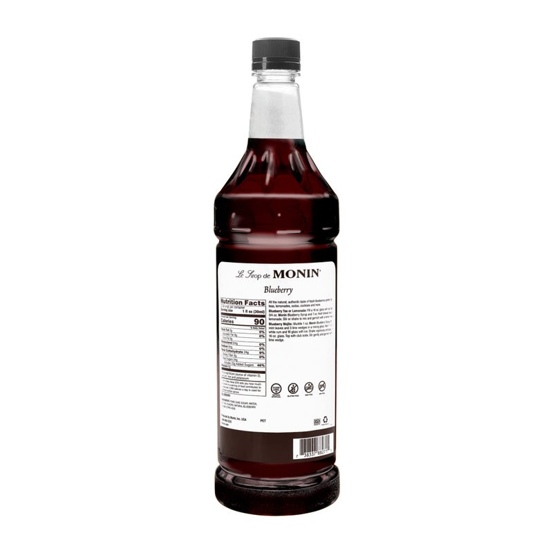 Monin - Blueberry Syrup, Mildly Sweet & Tart Blueberry Flavor, Great for Teas, Lemonades, Smoothies, & Cocktails, Gluten-Free, Non-GMO (1 Liter) - Image 2
