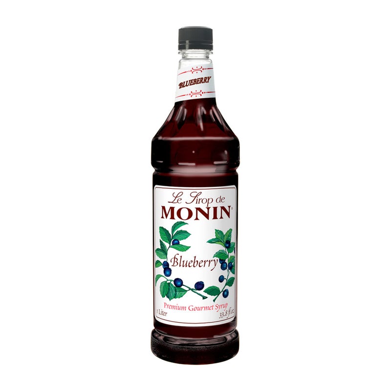 Monin - Blueberry Syrup, Mildly Sweet & Tart Blueberry Flavor, Great for Teas, Lemonades, Smoothies, & Cocktails, Gluten-Free, Non-GMO (1 Liter) - Image 1