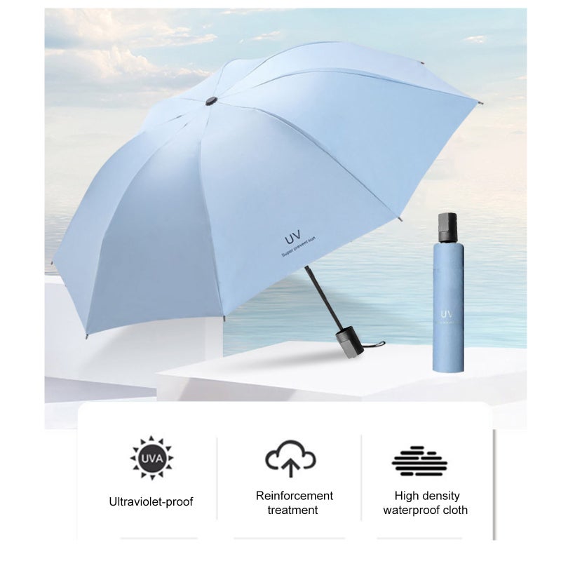 Automatic Umbrella for Men Women Dual-use Foldable Rain Sun Umbrella with Black Coating for Sun Protection UV Protection Reinforced Umbrella Frame 97cm Diameter - Image 4