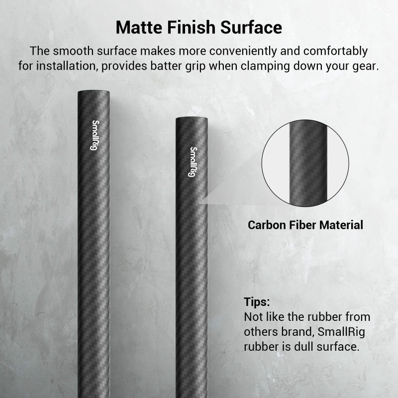 SmallRig 15mm Carbon Fiber Rod for 15mm Rod Support System (Non-Thread), 8 inches Long, Pack of 2-870 - Image 3
