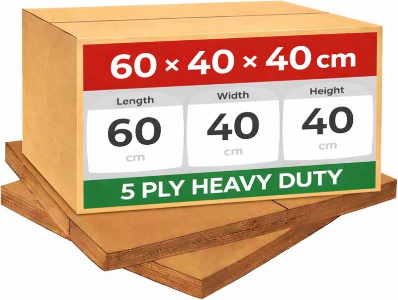 AL FAKHAMA 1 Pack 60×40×40 cm 5 Ply Heavy Duty Corrugated Cardboard Shipping Box - Image 1
