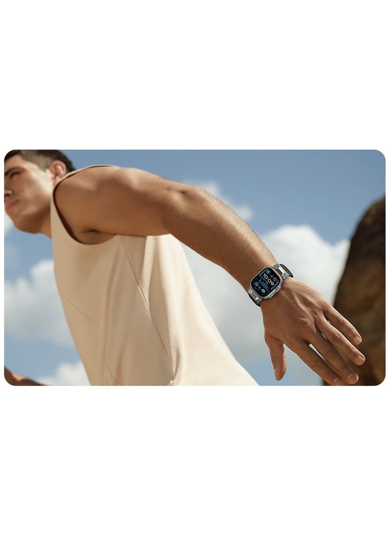Samu - Armor Band for Apple Watch Ultra 2 / Ultra  49mm, Series 9/8/SE2/7/6/SE/5/4/3/2/1 45mm/44mm/42mm Durable Metal Connector Band - Black - Image 1