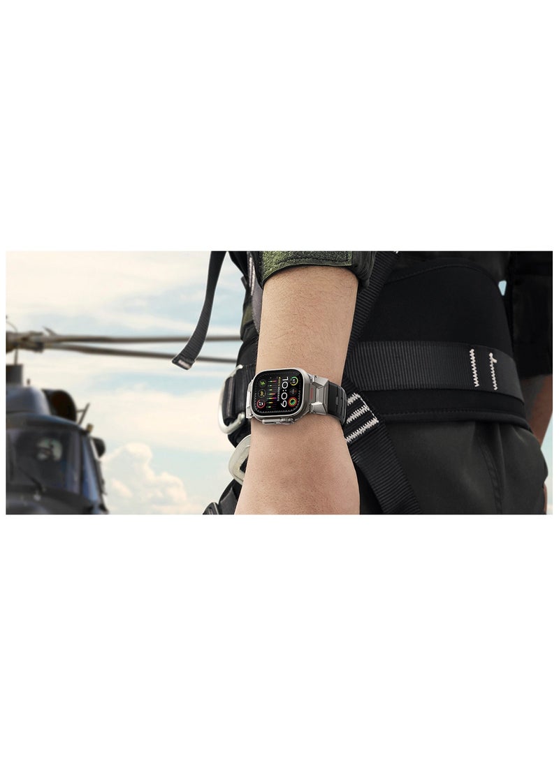 Samu - Armor Band for Apple Watch Ultra 2 / Ultra  49mm, Series 9/8/SE2/7/6/SE/5/4/3/2/1 45mm/44mm/42mm Durable Metal Connector Band - Black - Image 1