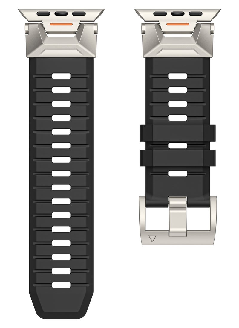 Samu - Armor Band for Apple Watch Ultra 2 / Ultra  49mm, Series 9/8/SE2/7/6/SE/5/4/3/2/1 45mm/44mm/42mm Durable Metal Connector Band - Black - Image 1